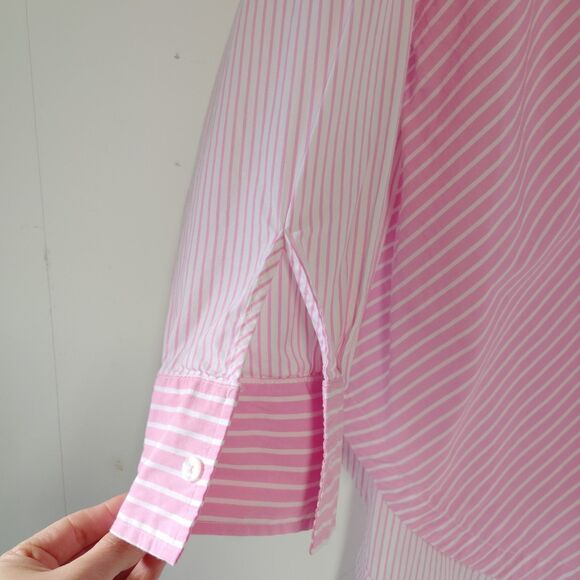 STEVE MADDEN Pink oversized stripe button down shirt Large - Picture 4 of 6